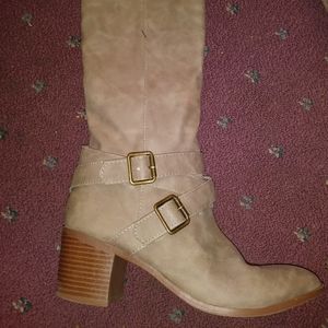 Justfab knee high tan suede boots size 8